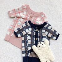 buttoned dog knit sweater bichon plaid sweater puppy poodle warm clothes for autumn and winter fashion soft dog clothes