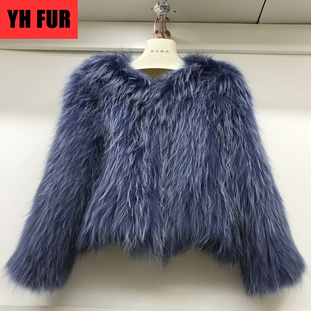 Женская обувь из натуральной шерсти вязаное пальто натурального меха енота леди