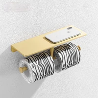 bathroom hardware set wall mount toilet paper holder copper multi function storage shelf roll paper holder mobile phone rack
