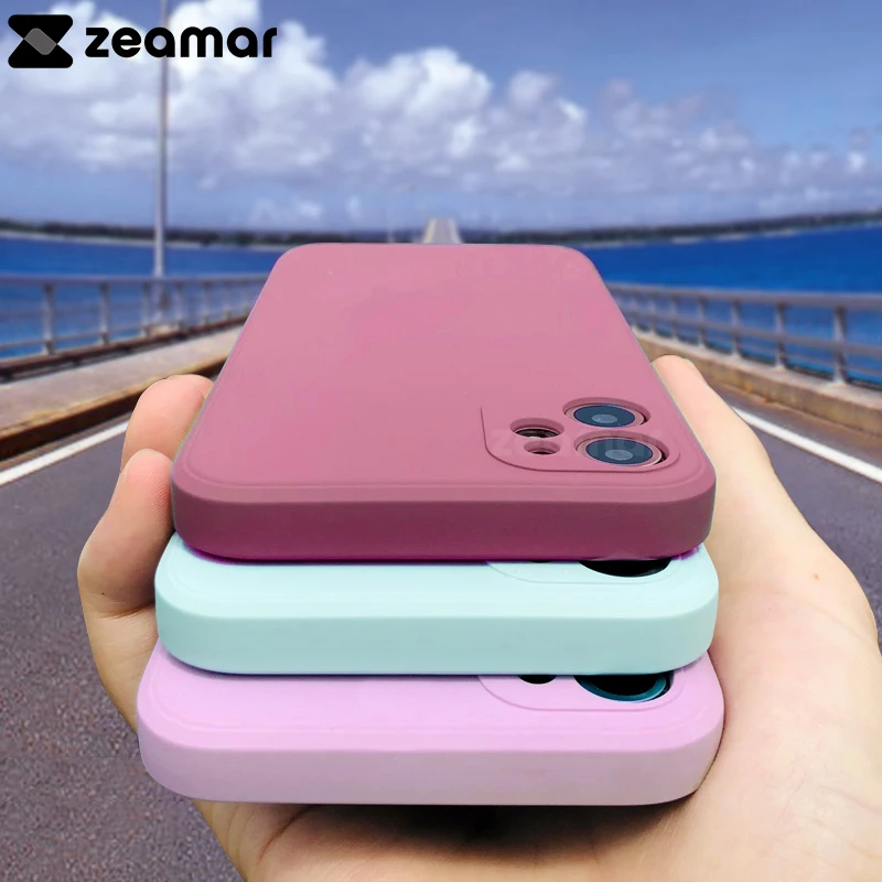 

New Luxury Original Square Liquid Silicone Cases For iPhone 12 13 11 Pro Max Mini XS X XR 6S 7 8 Plus SE2 Thin Soft Cover Candy