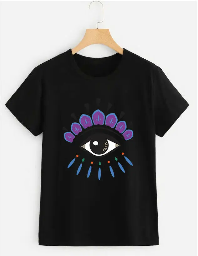 Черная футболка с принтом глаза монстра хлопковые повседневные топы для мужчин и