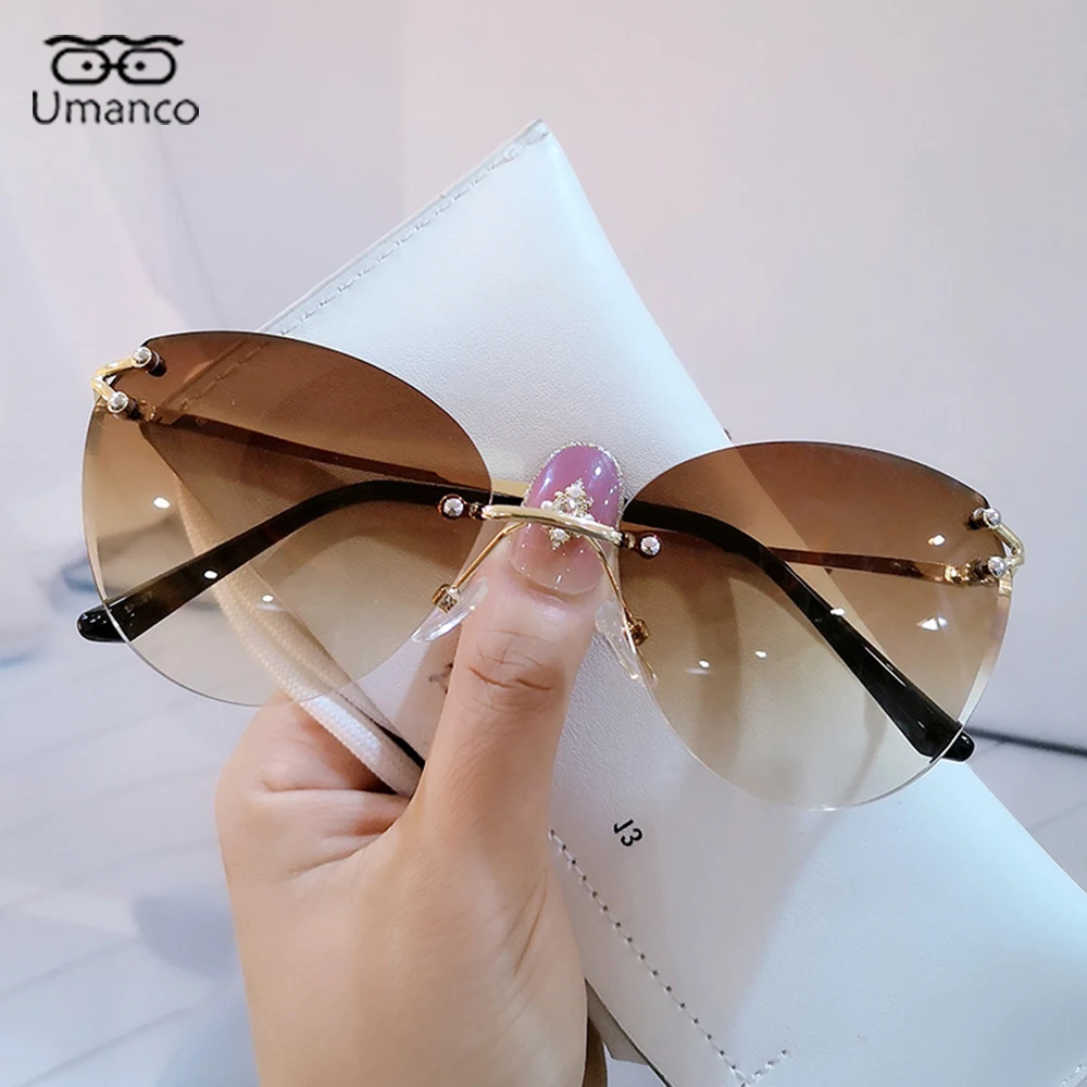 

2021 Vintage Cat Eye Sunglasses for Women Metal Frame AC Lens Anti UV400 Gradient Round INS Street Beach Ocean Glasses
