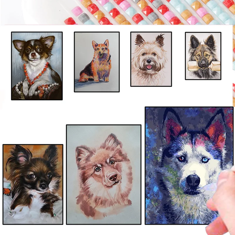 

5D Diy Animal Diamond Painting Kit Full Drill Husky Cross Stitch Embroidery Mosaic Art Picture of Gift Home Decor