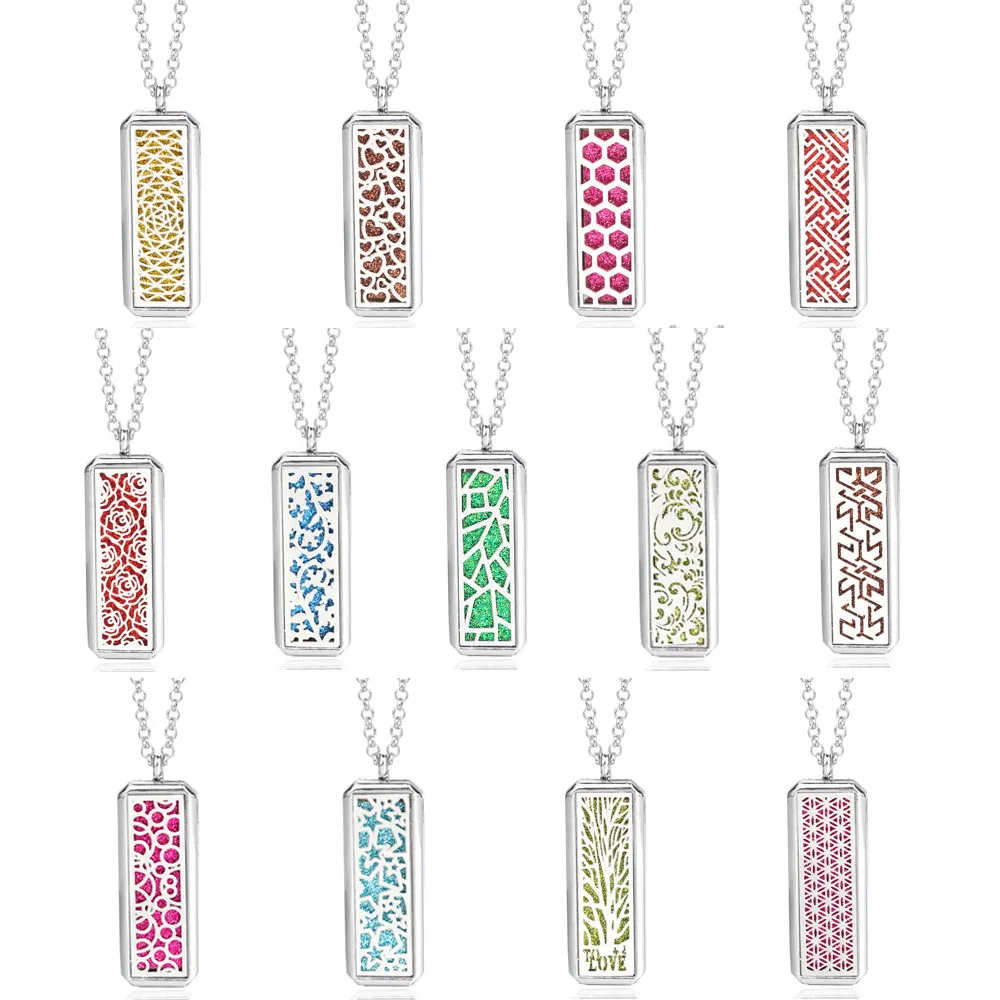 Новый Прямоугольник Медальон с ароматом Ожерелье Магнитная ароматерапия из