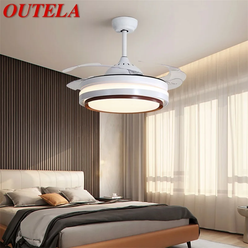 

OUTELA Modern Ceiling Fan Lights Invisible Fan Blade With Remote Control 3 Colors LED For Home Dining Room Bedroom Restaurant