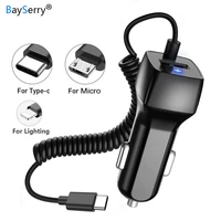 universal car charger with cable cellphone usb fast charger for iphone 12 11 samsung s21 s20 xiaomi dual usb car charger adapter