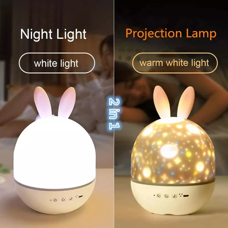 

Star 360° Rotating Projector Lamp Rabbit/Deer Night Lights with Music Box Bluetooth Speaker for Baby Kids Bedroom Remote Control