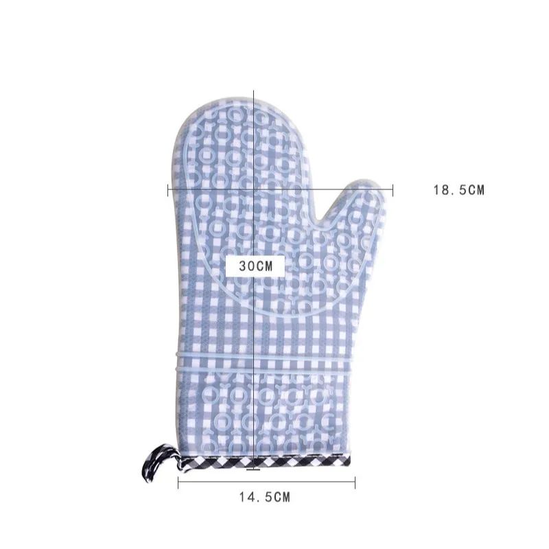 

2 pcs silicone kitchen gloves heat-resistant oven gloves thickened silicone cooking gloves microwave oven kitchen printing glove