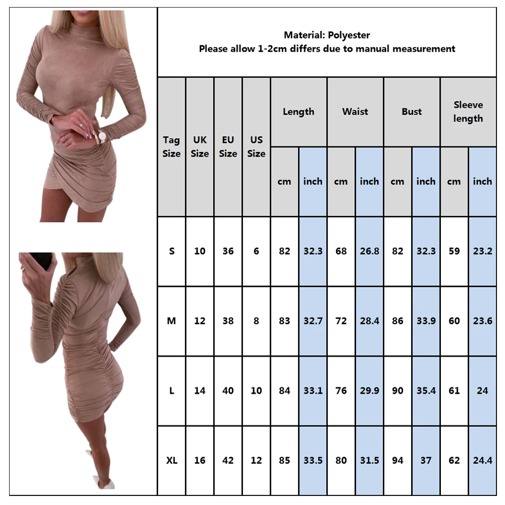 Женское плиссированное платье-водолазка асимметричное однотонное облегающее