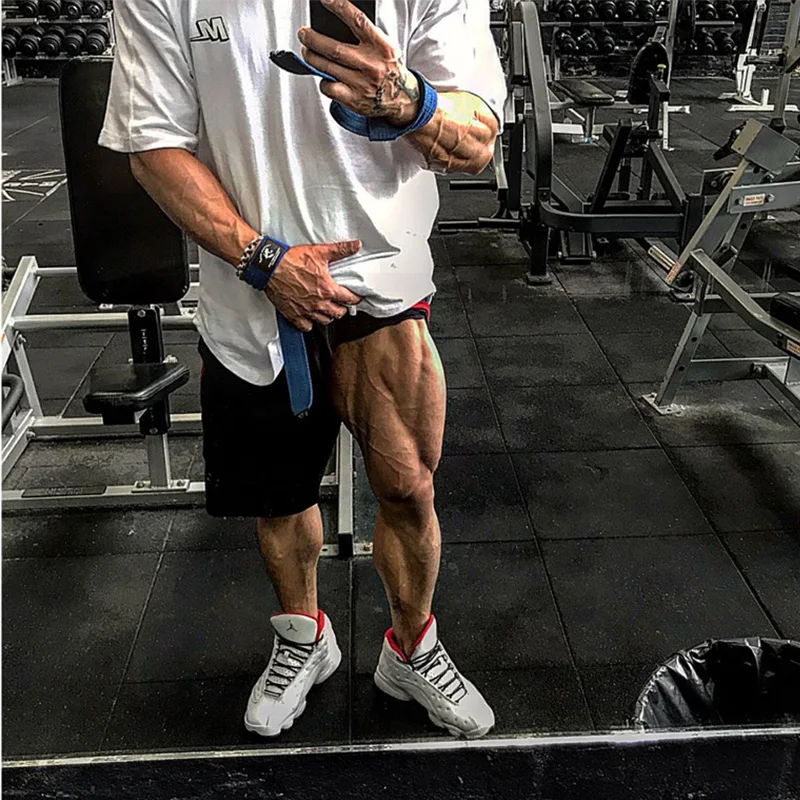 Модная хлопковая футболка с коротким рукавом мужские футболки для фитнеса