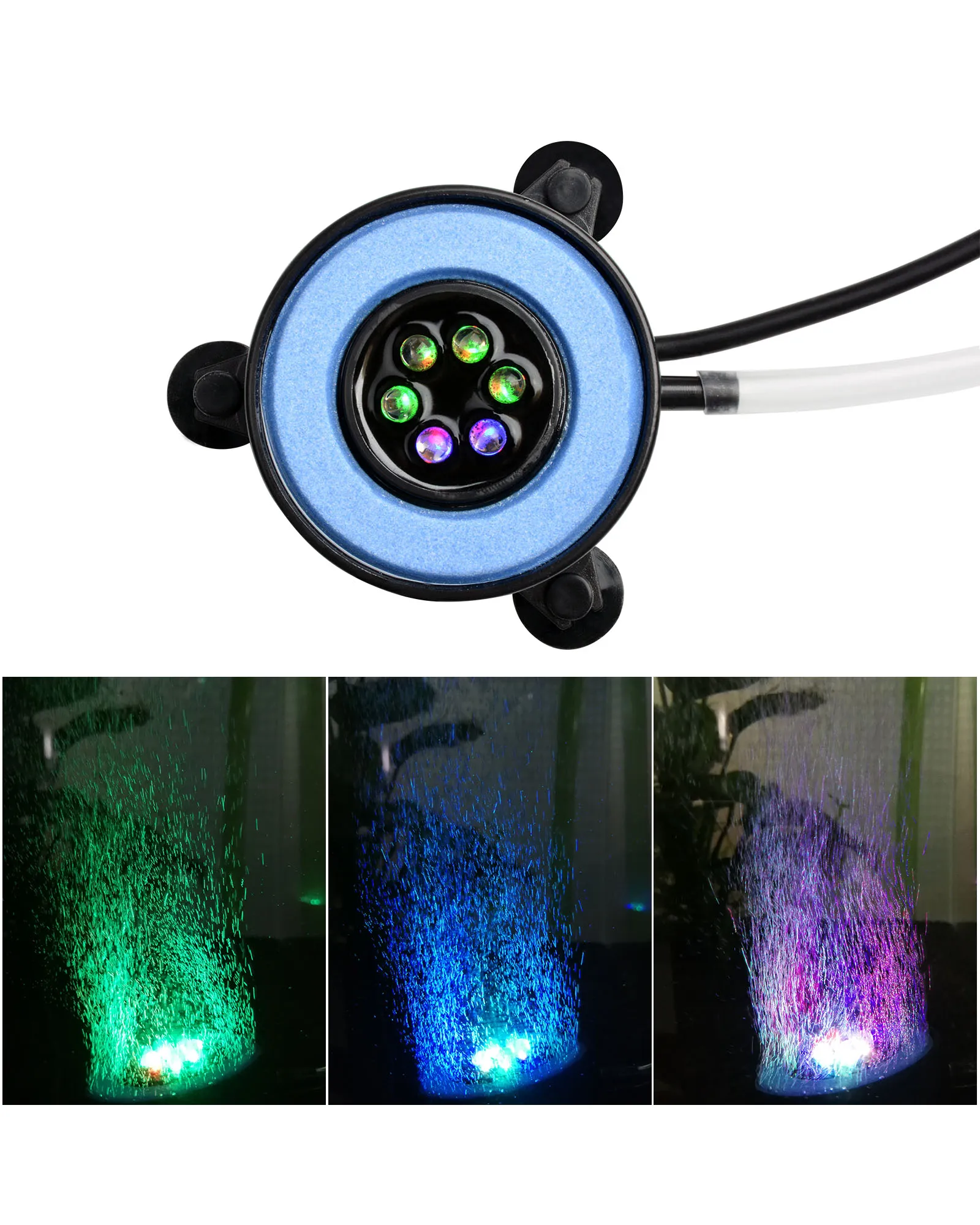 

NICLUM Aquarium Decorate LED Lights Waterproof Submersible Fish Tank Air Curtain Bubble Light Stone Disk Bubbler Lamp US Plug
