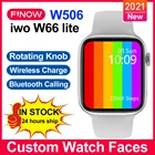 Finow W506 Часы Smartwatch IWO 15 W66 Lite 2021 серии 6 BT вызов Беспроводной заряда relogio inteligente Смарт-часы Для мужчин PK M26 плюс