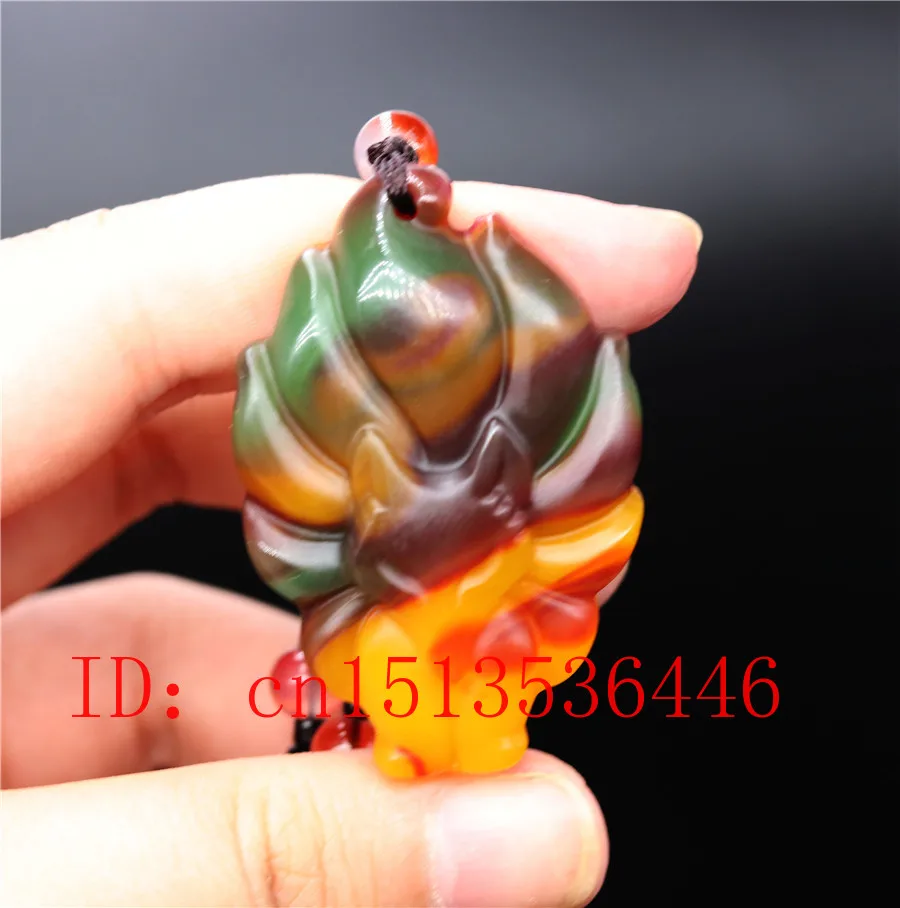 Китайский Цветной кулон с нефритовой лисой ювелирное изделие ручная работа
