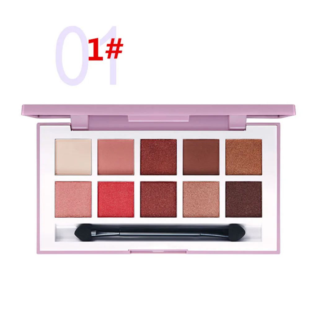 Тени для век 10 цветов Палетка Гламурная дымчатые цветные тени мерцающие