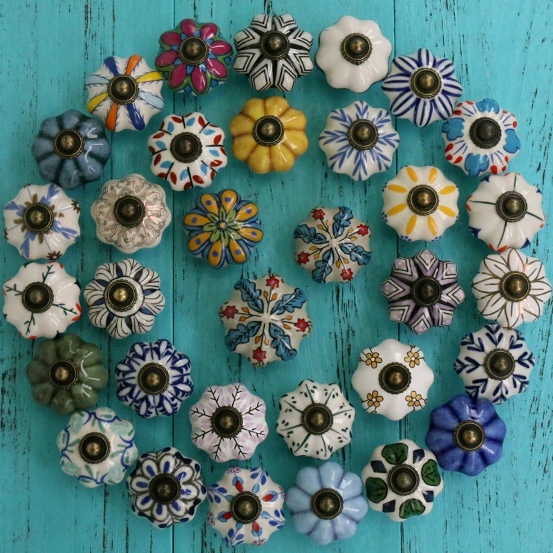 

Handmade Ceramic Furniture Knobs Kitchen Bedroom Cabinet Drawer Dresser Handles pulls One piece with screw
