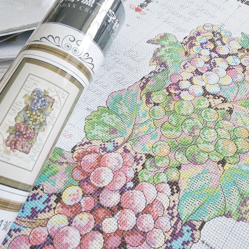 Fishxx пасторальные растения вышивка крестиком S101 фрукты тусклый виноград