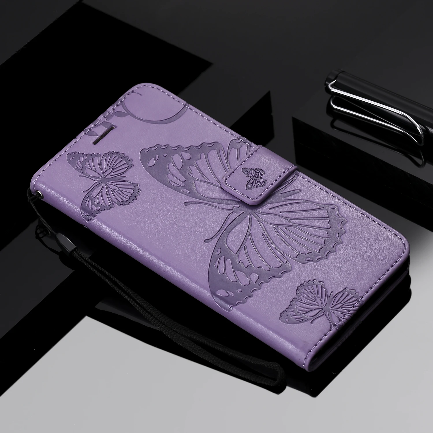 Butterfly Wallet Flip Case Etui For Google Pixel 2 4 5 3A XL 4A 4G 4A 5G Card Holder Leather Cover For iPhone 6 6S 7 8 SE 2020 images - 6
