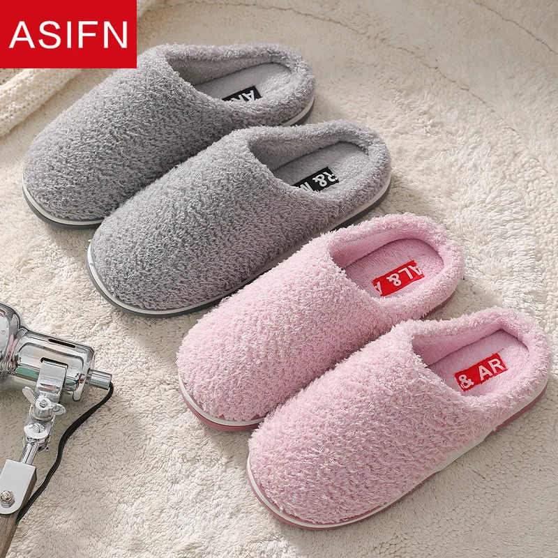 Тапки ASIFN с мехом для мужчин и женщин зимние теплые домашние тапочки нескользящая