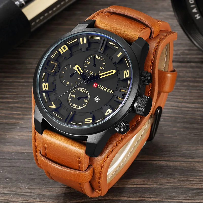

relogio masculino CURREN Watch Men Military Quartz Watch Mens Watches Top Brand Luxury Leather Sports Wristwatch Date Clock 8225