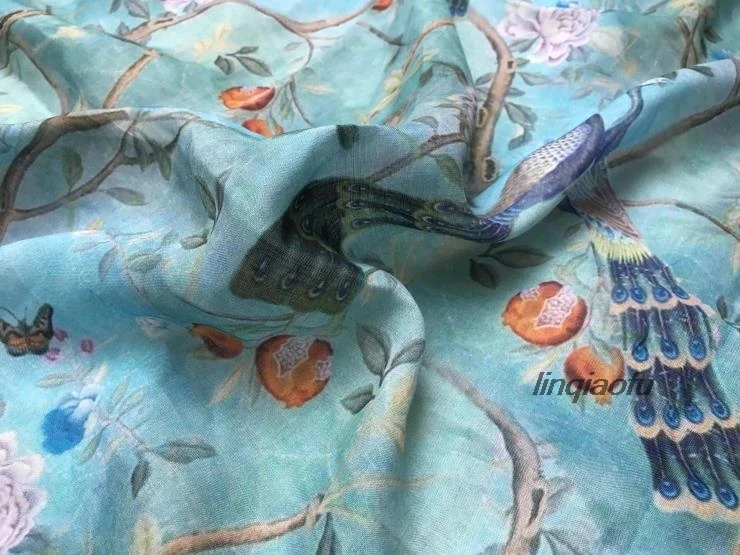 Элегантное платье-Ципао из ткани с принтом Ramie Высококачественная льняная ткань |