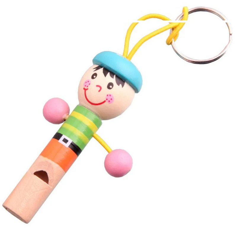 

Mini Wooden Pirate Whistle Musical Cute Doll Keychain Colorful Developmental Educational Good Funny Toys Gift For Kids