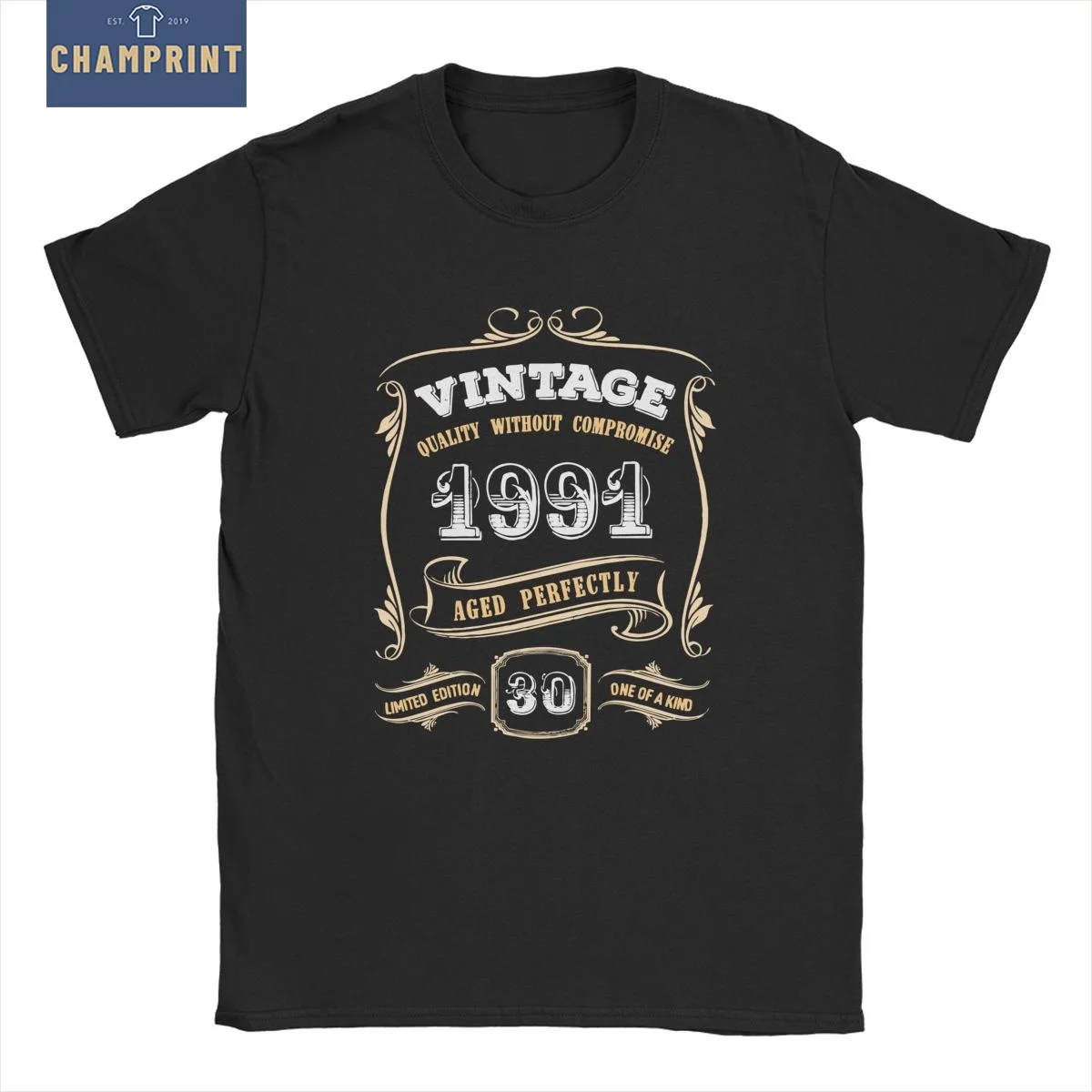 

Men 30th Birthday Gift Gold Vintage 1991 Aged Perfectly T Shirt Cotton Tops Novelty Short Sleeve O Neck Tee Shirt Summer T-Shirt