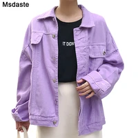 jeans jacket women coat loose purple denim jackets femme bomber jacket new spring autumn outerwear young lady basic coats womens