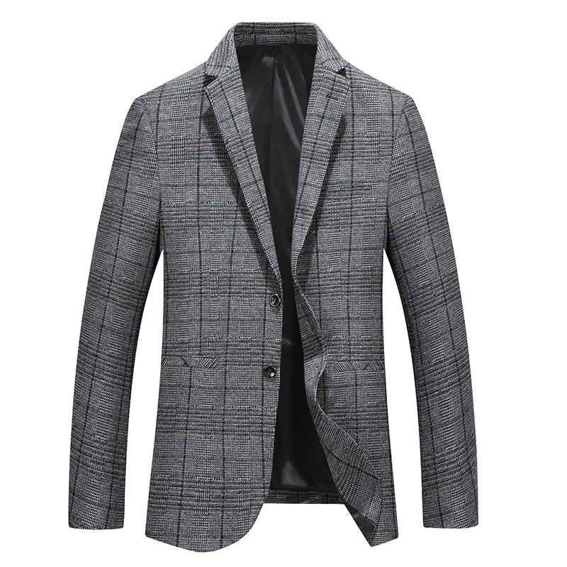 Мужской облегающий Блейзер на пуговицах повседневный деловой пиджак с длинными