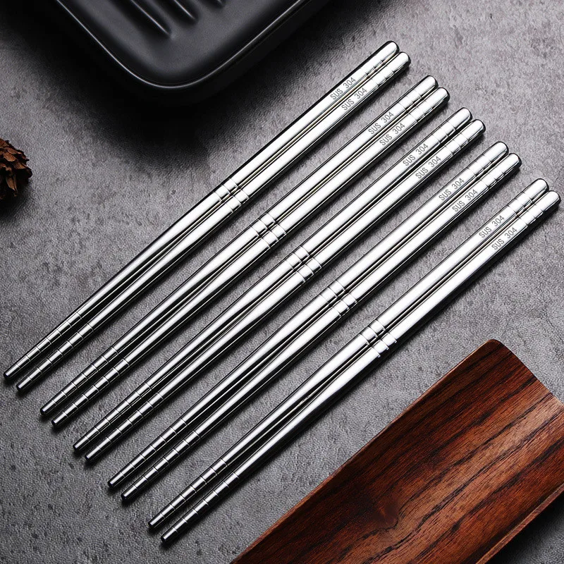 

2 Pairs Metal Chopsticks Stainless Steel Chopsticks Laser Engraving Food Sticks Portable Reusable Chopstick Sushi Sticks Kitchen