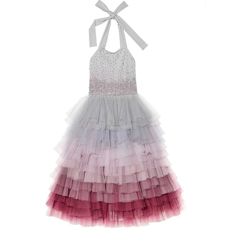 

Elegant Girls Dress Beading Princess Dress For Girls Ball Grown Dress Children Wedding Party Dresses Fashion Girls Clothing