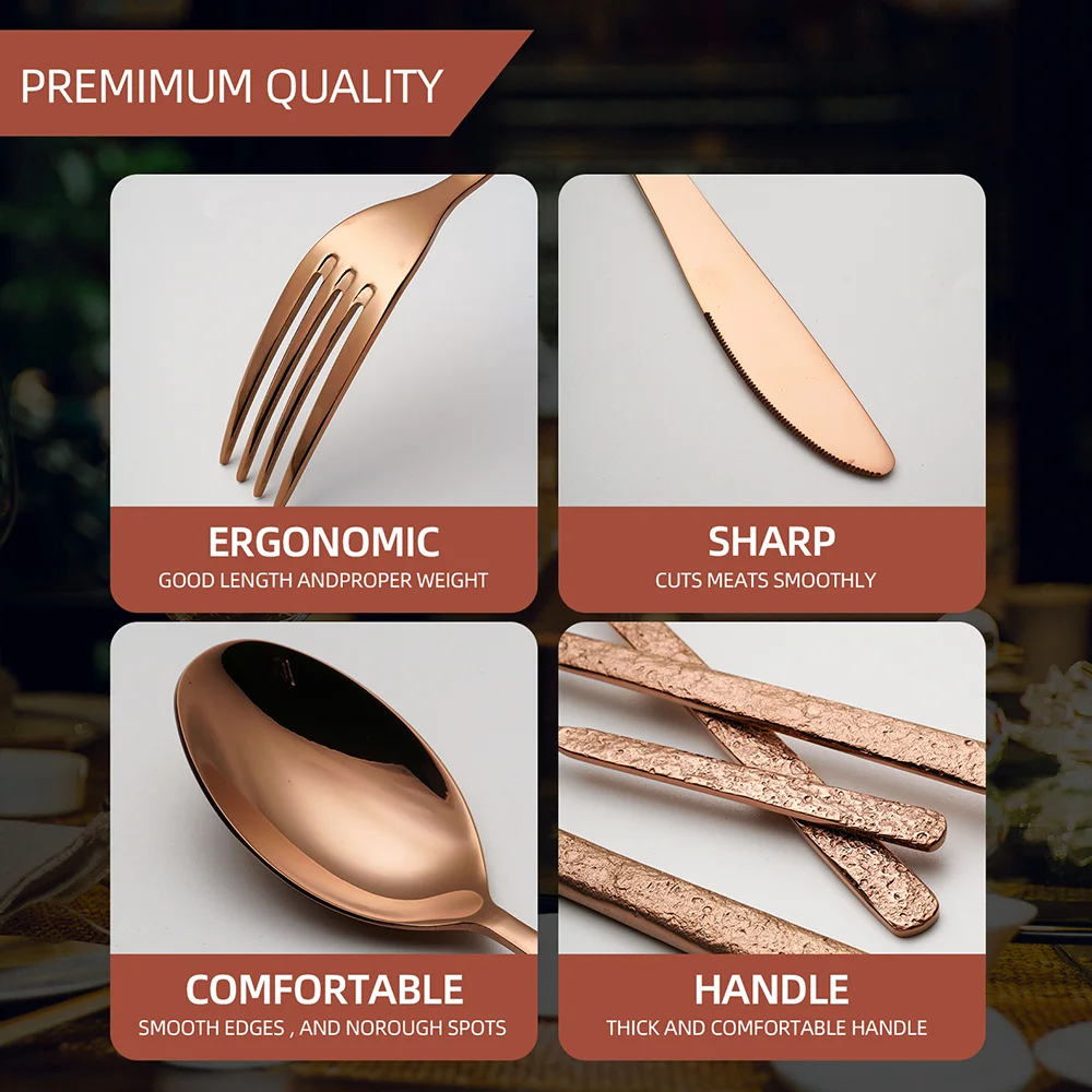 Набор столовых приборов в стиле ретро с рельефным рисунком из нержавеющей стали 4