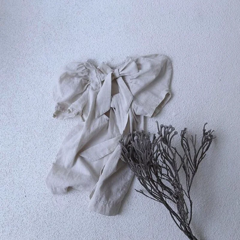 Весенне-летнее дышащее льняное платье принцессы с U-образным вырезом и