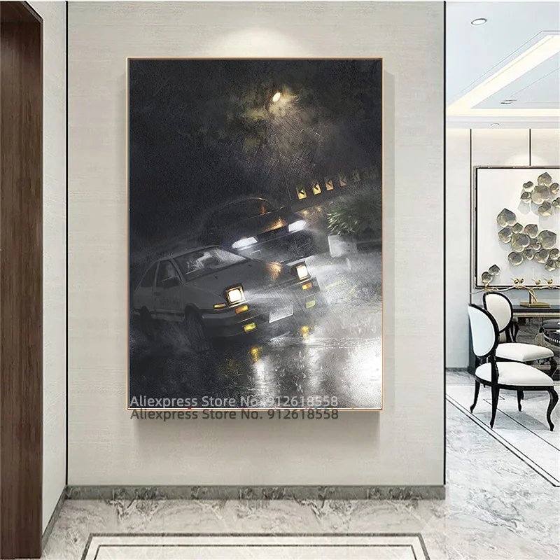 Плакат на автомобиль Initial D JDM AE86 плакат холсте с дрифтом картина современные