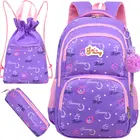 3 шт.компл., школьный рюкзак с принтом для учеников, нейлоновые школьные ранцы для девочек-подростков, сумки на ремне