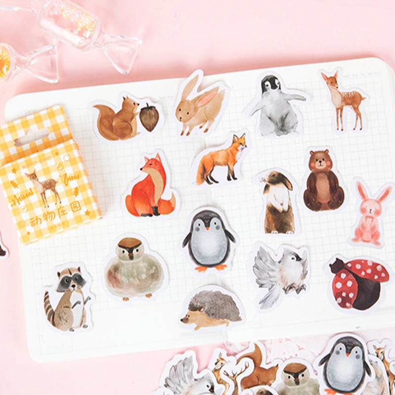 46 шт./упак. с кавайным животным Manor в штучной упаковке Стикеры дневник DIY ручной