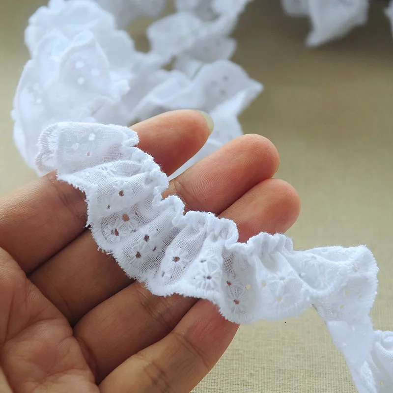2 см ширина белые хлопковые вышитые цветы 3d кружевная лента эластичная оборка