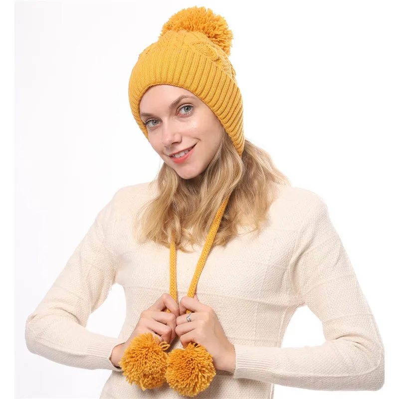 Женская зимняя теплая шапка для девочек Элегантная Дамская вязаная крючком