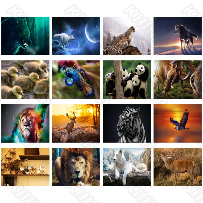 

Diy Diamond Decoration Painting Animal Cheetah and Panda Square Diamond Round Diamond Customizable Wall Art Decoration