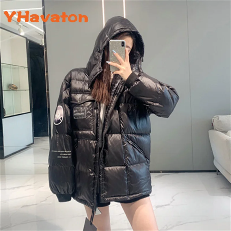 Высококачественные зимние женские короткие парки 90% пуховое пальто на белом