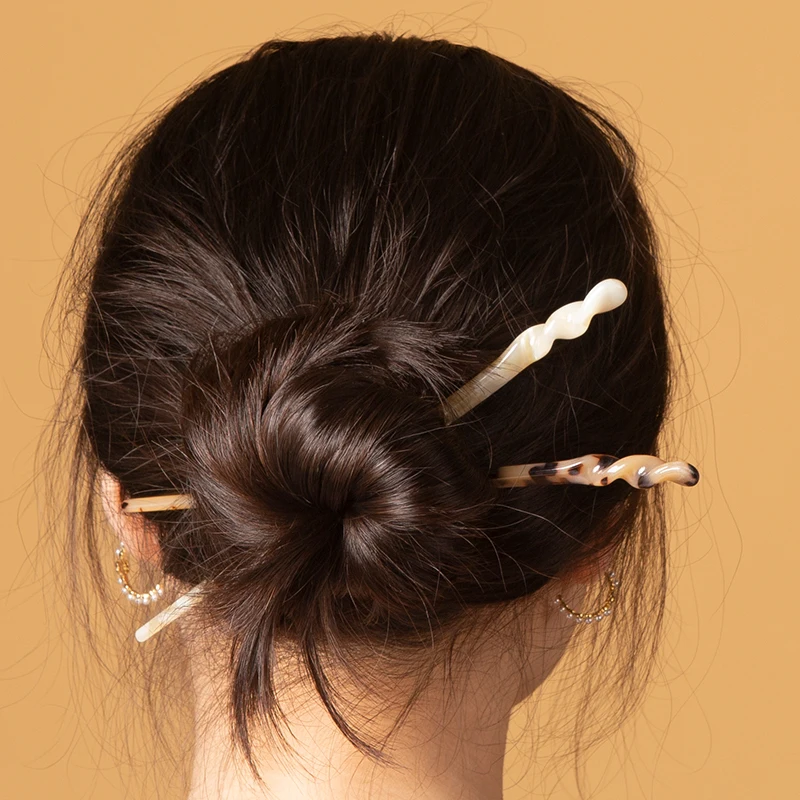 

15 Stlyes Acetate Hairpins For Women Girls Hairstyle Tools Geometric Marble Leopard Hair Stick 2021 New Fashion Hair Accessories