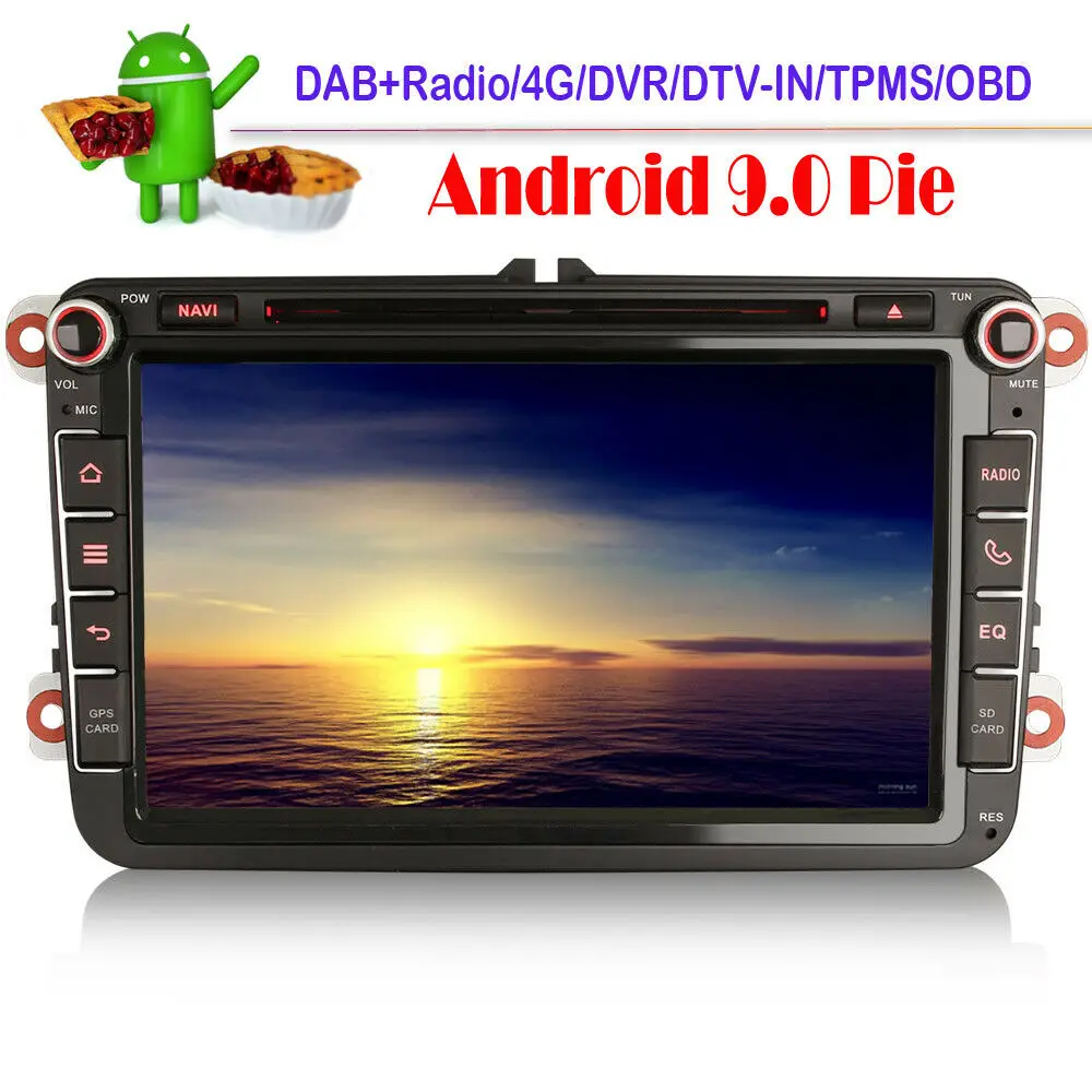 Автомобильная магнитола 8 дюймов Android 9 0 стерео DAB + USB Wi Fi Bluetooth GPS навигация для