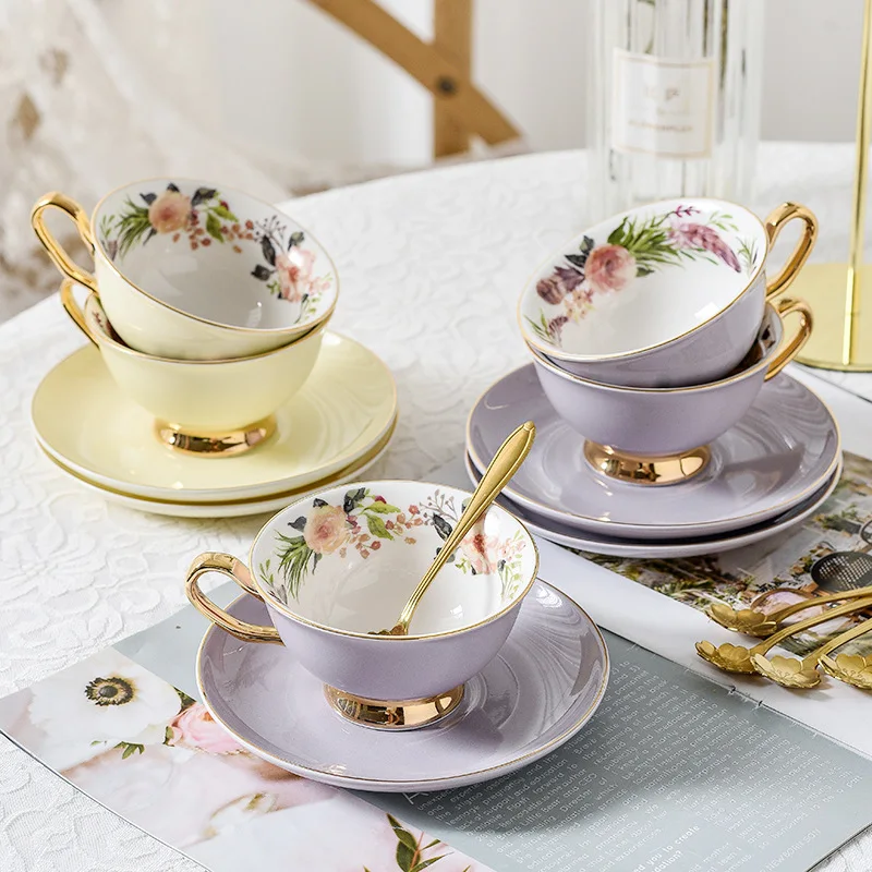 

Ceramic Coffee Cup and Saucer Set with Phnom Penh Color Glazed Coffee Cup web Celebrity Afternoon Tea Cup Flower Tea Cup