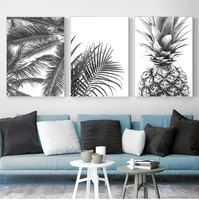 nordic minimalism tropical prints palm tree leaves wall art pineapple poster black white canvas painting picture for living room