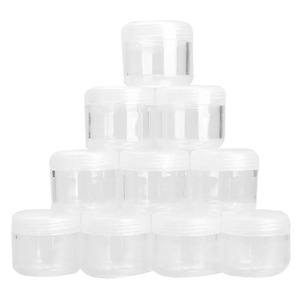

10Pcs Plastic Transparent Round Cosmetic Container Portable Travel Makeup Storage Box Nail Art Bead Gems Case Bottle Pot SSwell