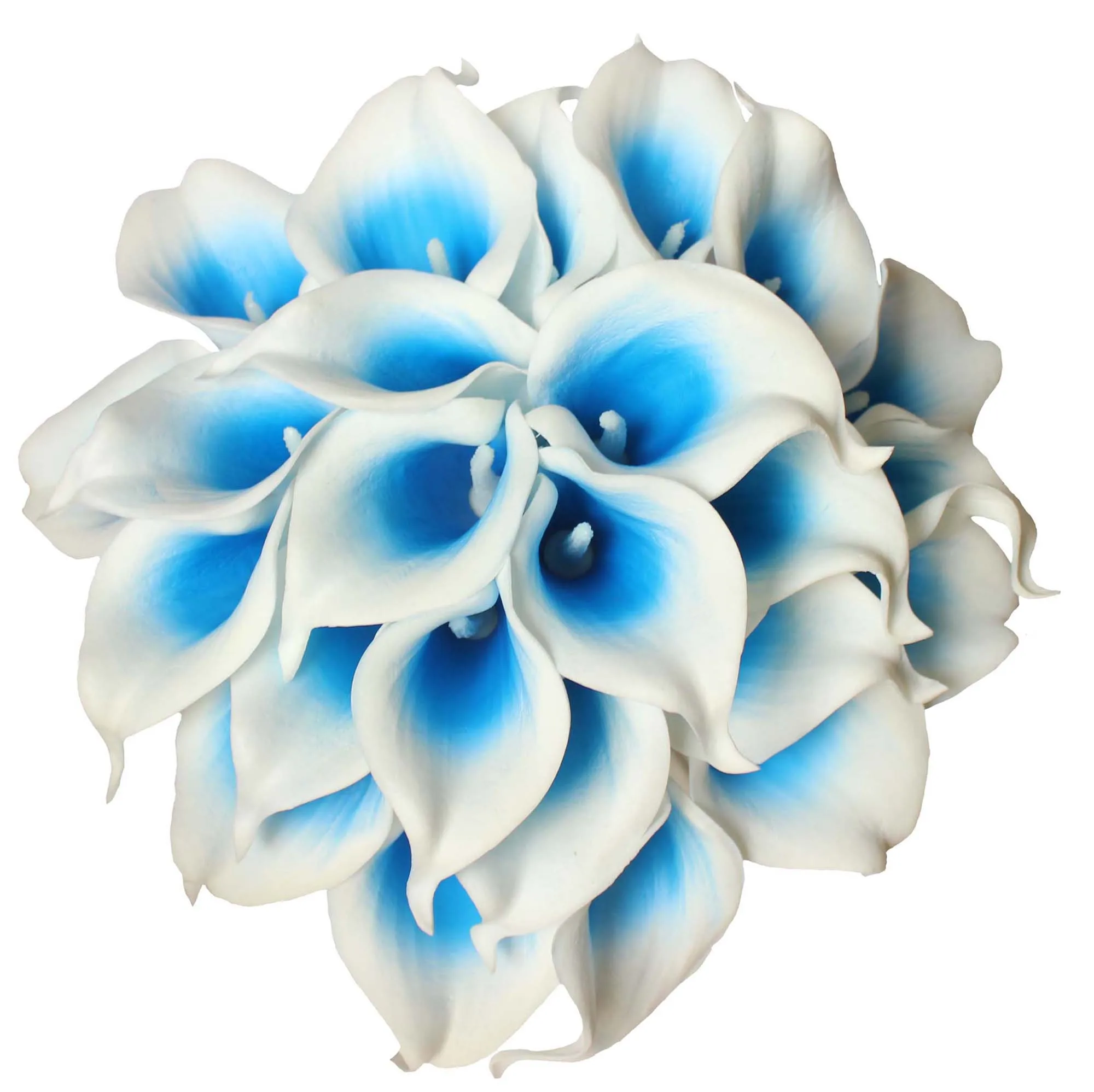 20 штук Искусственные цветы сине белые реального касания мини каллы лилии букет