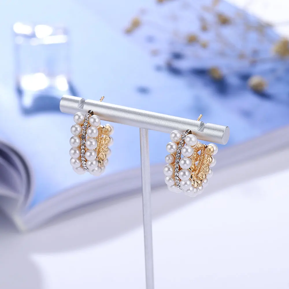 Женские серьги-гвоздики с жемчугом HanCheng Висячие круглые серьги бижутерия |