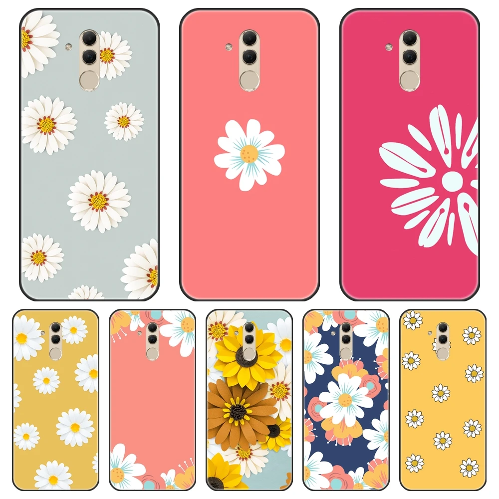 Чехол для Huawei Mate 20 10 9 Pro Daisy Flower Желтый Розовый Мягкий силиконовый чехол 7 8 Lite