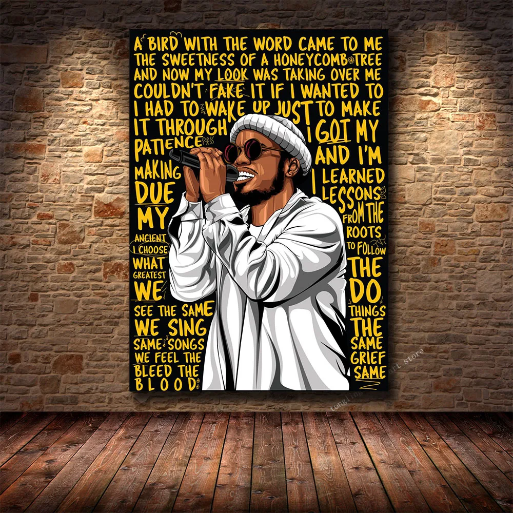 J Cole Anderson Paak Музыкальный певец Рэппер Художественная печать на холсте Плакат Декор для гостиной спальни на