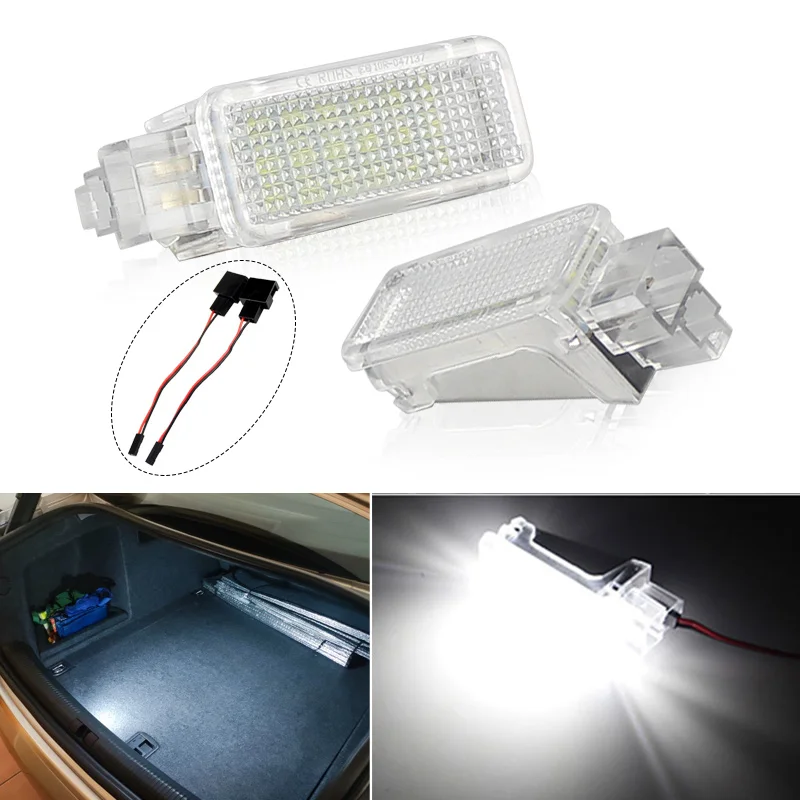 

2x Car LED Courtesy Door Projector Trunk Boot Footwell Luggage Light For Audi A2 A3 A4 A6 TT Q5 For VW Passat B5 B6 Golf 6 Jetta