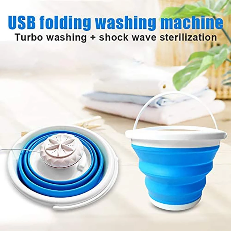 

Portable Mini Tub Washing Machine Foldable Personal Compact Rotating Washer USB Powered for Travel